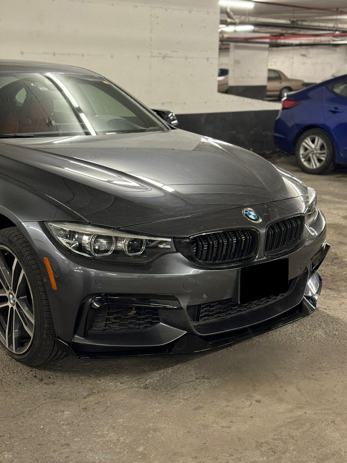 2014-2020 bmw 4 series f32/f33/f36 (430i/435i/440i) m sport mad style front bumper lip splitter spoiler gloss black with canards left