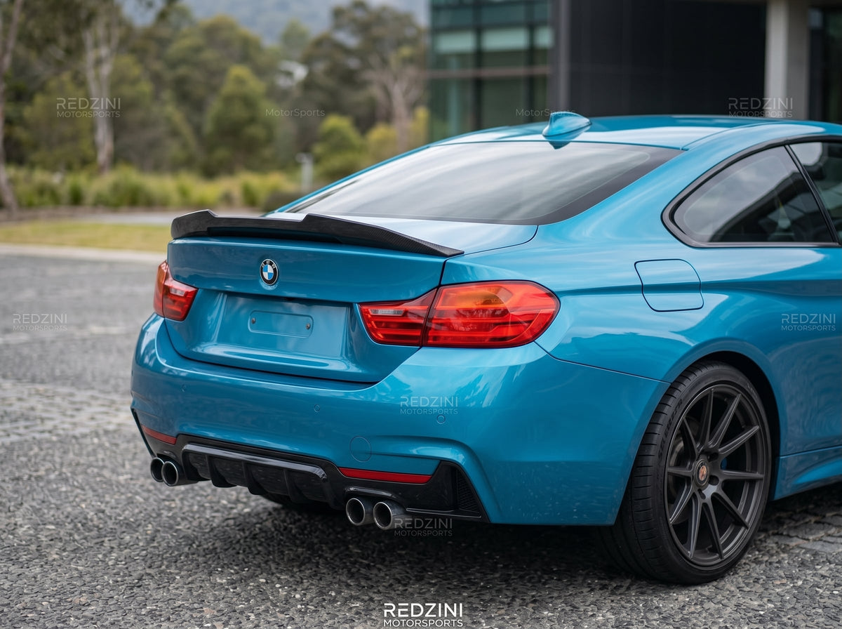 2014-2020 BMW 4 Series F32/F33/F36 (430i/435i/440i) Gran Coupe M Performance Style Rear Bumper Diffuser M-Sport Single Dual Exhaust Gloss Black Back Right