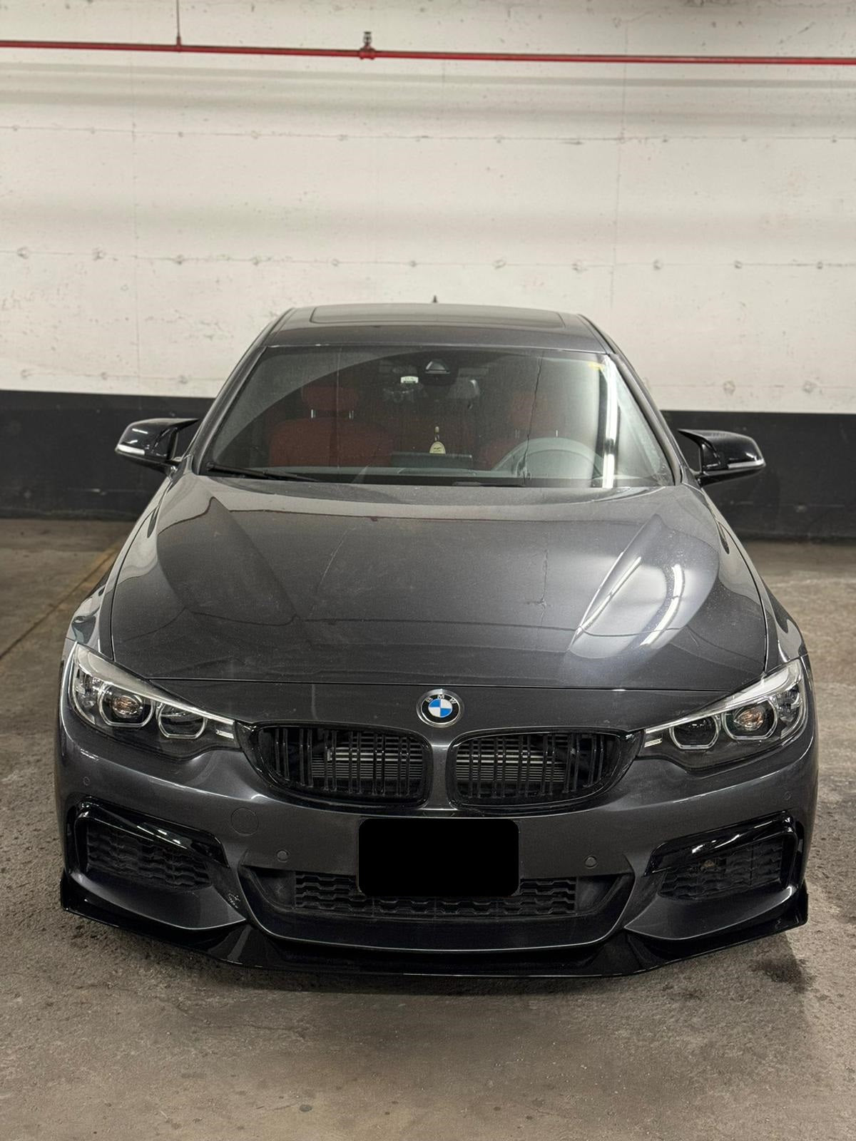 2014-2020 bmw 4 series f32/f33/f36 (430i/435i/440i) m sport mad style front bumper lip splitter spoiler gloss black with canards center