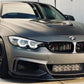 2014-2020 bmw 4 series f32/f33/f36 (430i/435i/440i) m sport mad style front bumper lip splitter spoiler gloss black with canards left far