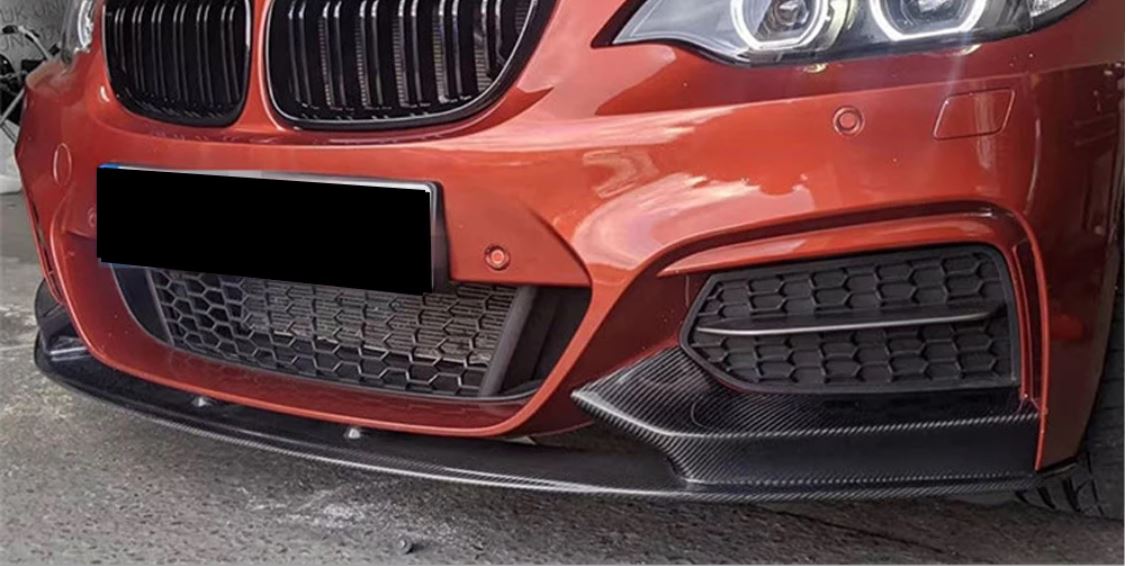 2014-2021 bmw 2 series f22/23 (228i/230i/m235i/m240i) m sport m performance style front bumper lip splitter spoiler Replica Carbon Fiber Front Center Left