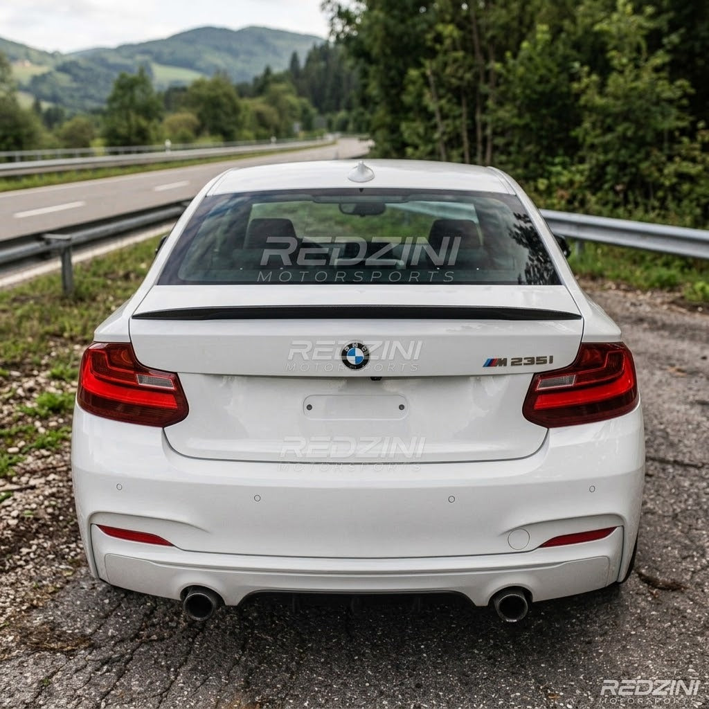 2014-2021 bmw 2 series f22/f87 (228i/230i/m235i/m240i/m2) m performance style rear trunk spoiler lip wing gloss black back center
