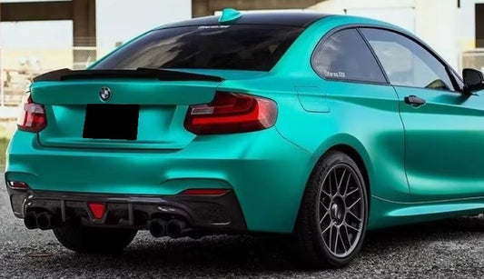 2014-2021 bmw 2 series f22/f87 (228i/230i/m235i/m240i/m2) m4 style rear trunk spoiler lip wing gloss black back right