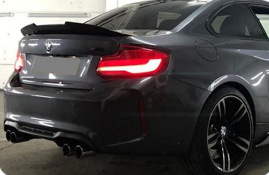 2014-2021 bmw 2 series f22/f87 (228i/230i/m235i/m240i/m2) psm style rear trunk spoiler lip wing Gloss Black Back Right