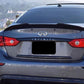2014-2023 infiniti q50 sedan psm style rear trunk spoiler lip wing replica carbon fiber gloss black back right close up