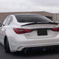 2014-2023 infiniti q50 sedan psm style rear trunk spoiler lip wing replica carbon fiber gloss black back left