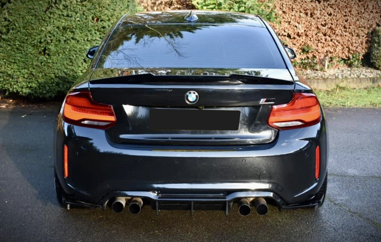 2015 2018 BMW M Series M2 F87 V Style Performance Diffuser Gloss Black Back Center