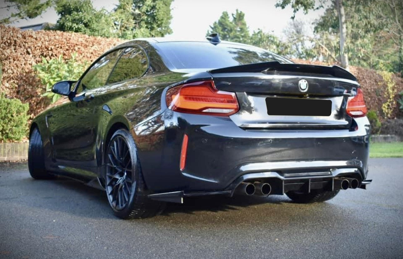 2015 2018 BMW M Series M2 F87 V Style Performance Diffuser Gloss Black Back Left