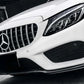 2015-2018 Mercedes C Class W205 GT Style Panamericana Front Grille Gloss Black with Chrome Slats Front Right Close Up