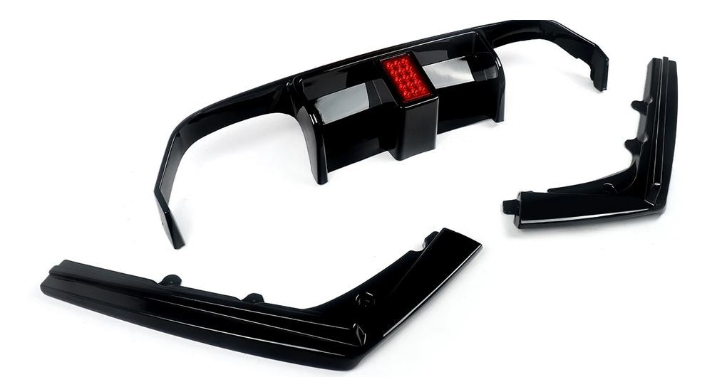 2015-2019 BMW M Series M3 M4 F80 F82 V Style Rear Diffuser With LED Light Gloss Black Close Up Left