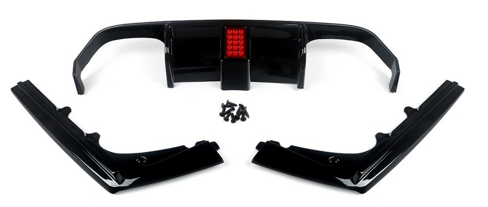 2015-2019 BMW M Series M3 M4 F80 F82 V Style Rear Diffuser With LED Light Gloss Black Close Up