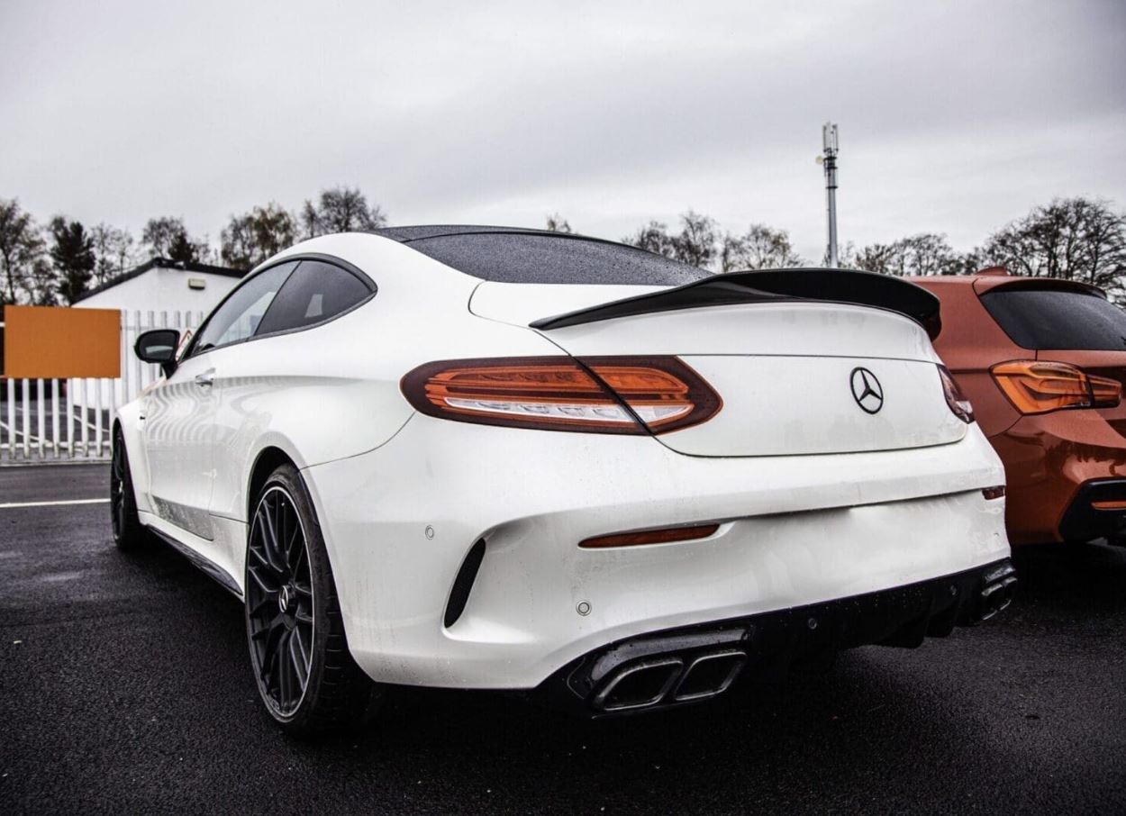 2015-2021 Mercedes Benz C Class Coupe C205 PSM Style Spoiler Gloss Black Back Left Close Up