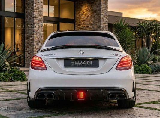 2015-2021 Mercedes C Class Sedan W205 Brabus Style Rear Diffuser Gloss Black AMG Sport Package C43/C300/C400/C450 center