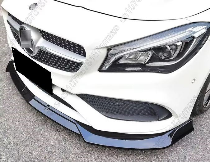 2016-2019 Mercedes Benz CLA Class W117 Brabus Style Front Lip Gloss Black Front Right Close