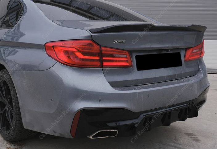 2017-2020 BMW 5 Series G30 M5 Style Rear Diffuser Gloss Black Back Left