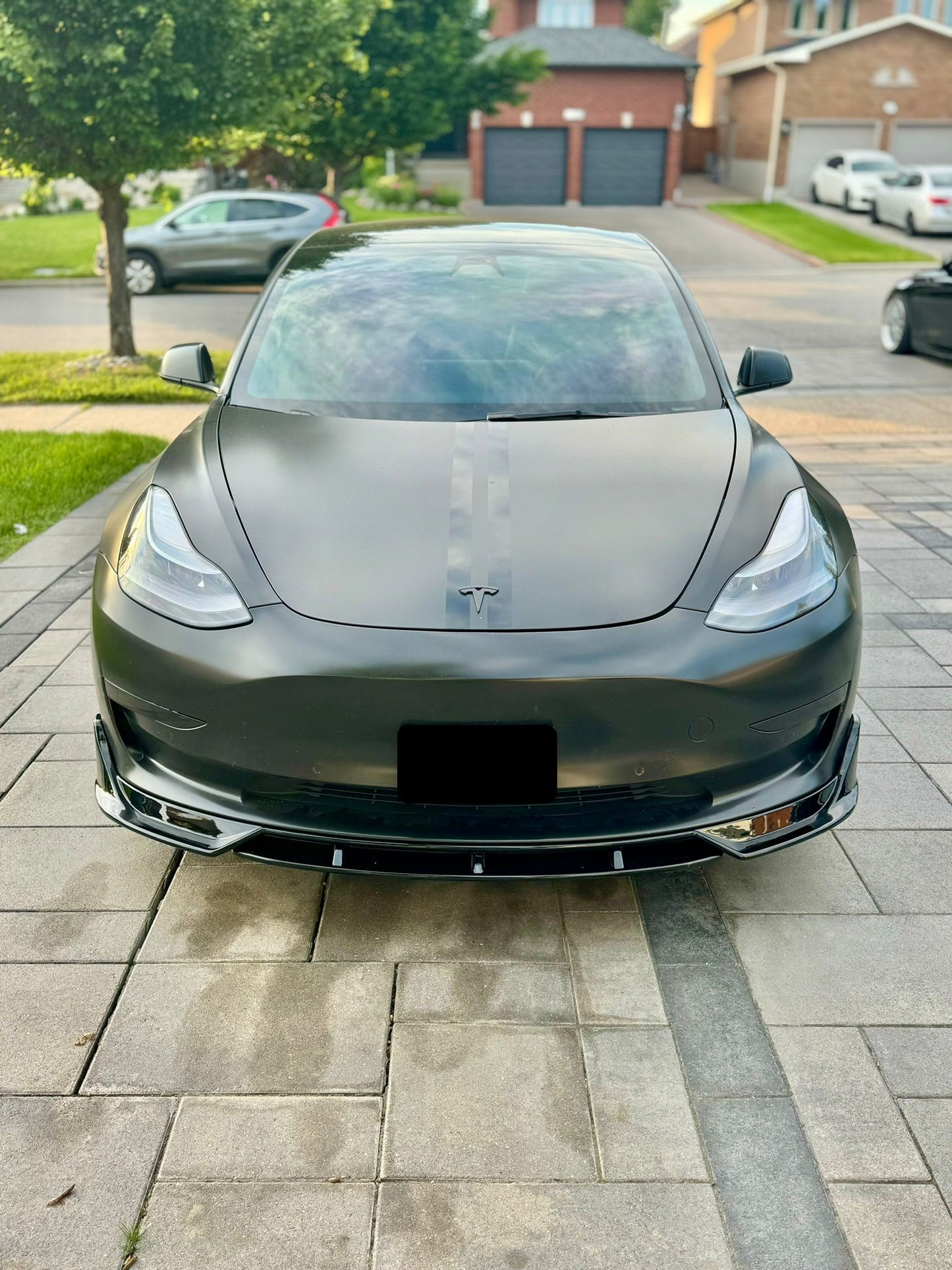 2017-2023 Tesla Model 3 V Style Front Lip Gloss Black Front Center