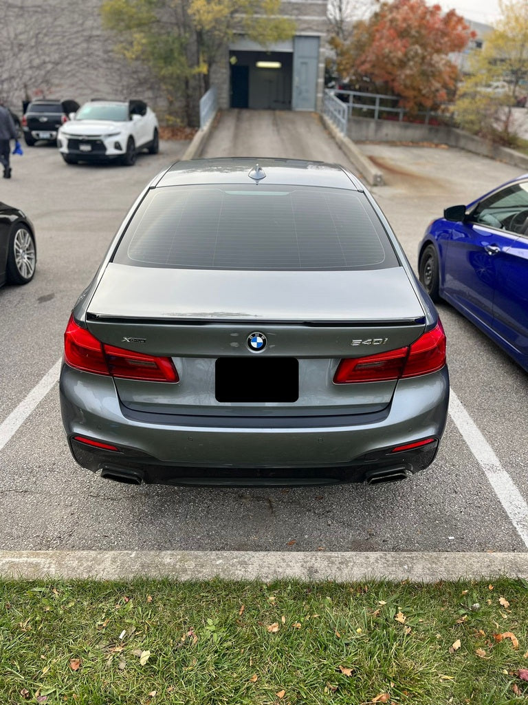 2017-2023 bmw 5/m series g30/f90 (530i/540i/m550i/m5) pre-lci and lci pro style rear trunk spoiler lip wing Gloss Black Back Center Top