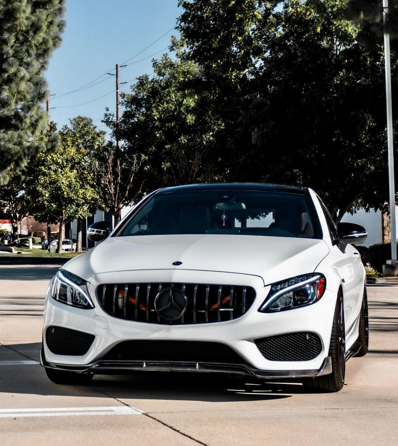 2019 2021 Mercedes C Class C300 C43 AMG W205 Brabus Style Front Lip Gloss Black Front Center