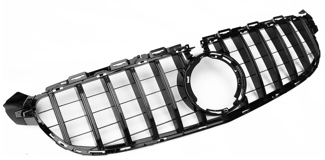 2019-2021 mercedes benz c class sedan w205 c63/c63s facelift gt style front bumper grille gloss black with camera