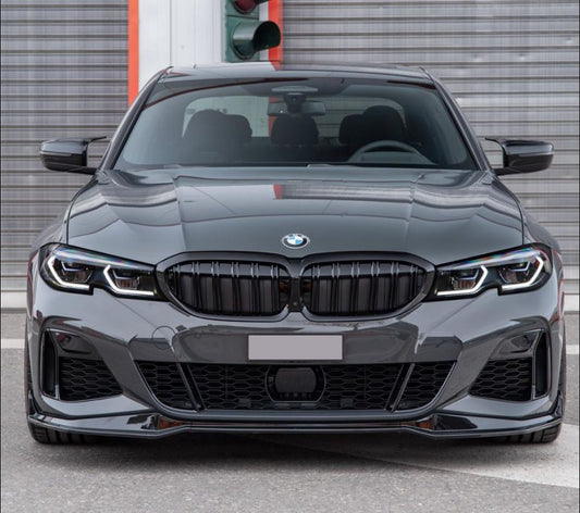 2019-2022 BMW 3 Series G20 M Performance Style Front Bumper Lip Splitter Pre-LCI 330i M340i Gloss Black Front Center