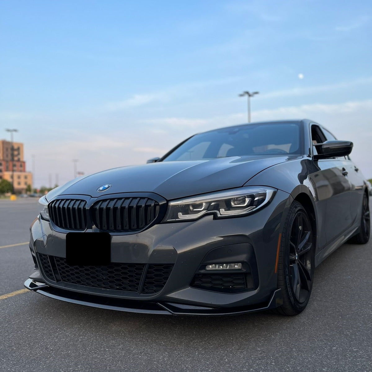 2019-2022 BMW 3 Series G20 MX Style Front Bumper Lip Splitter Replica Carbon Fiber Gloss Black Pre-LCI 330i M340i Front Right