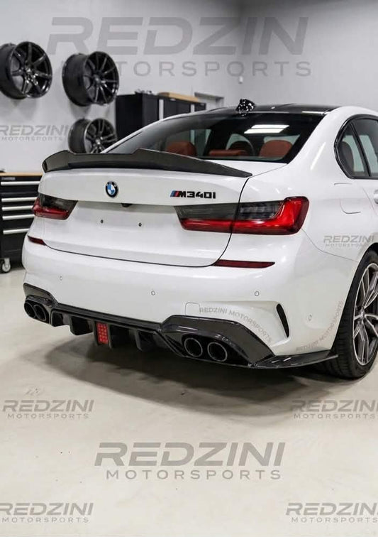 2019-2022 BMW 3 series g20 (330i/m340i) pre-lci led light style rear bumper diffuser gloss black m sport right