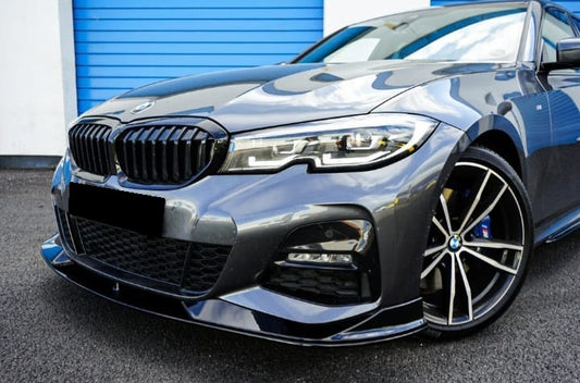 2019-2022 bmw 3 series g20 (330i/m340i) pre-lci m-sport ac style front bumper lip splitter spoiler gloss black front right