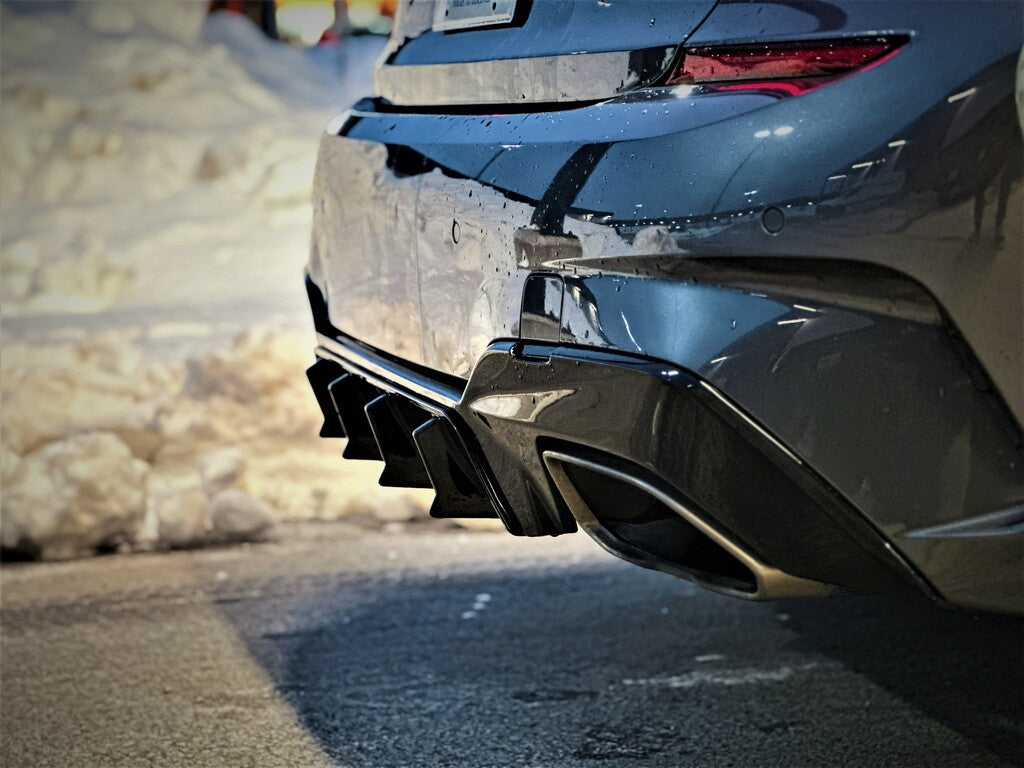 2019-2022 bmw 3 series g20 (330i/m340i) pre-lci speed style rear bumper diffuser gloss black m-sport right