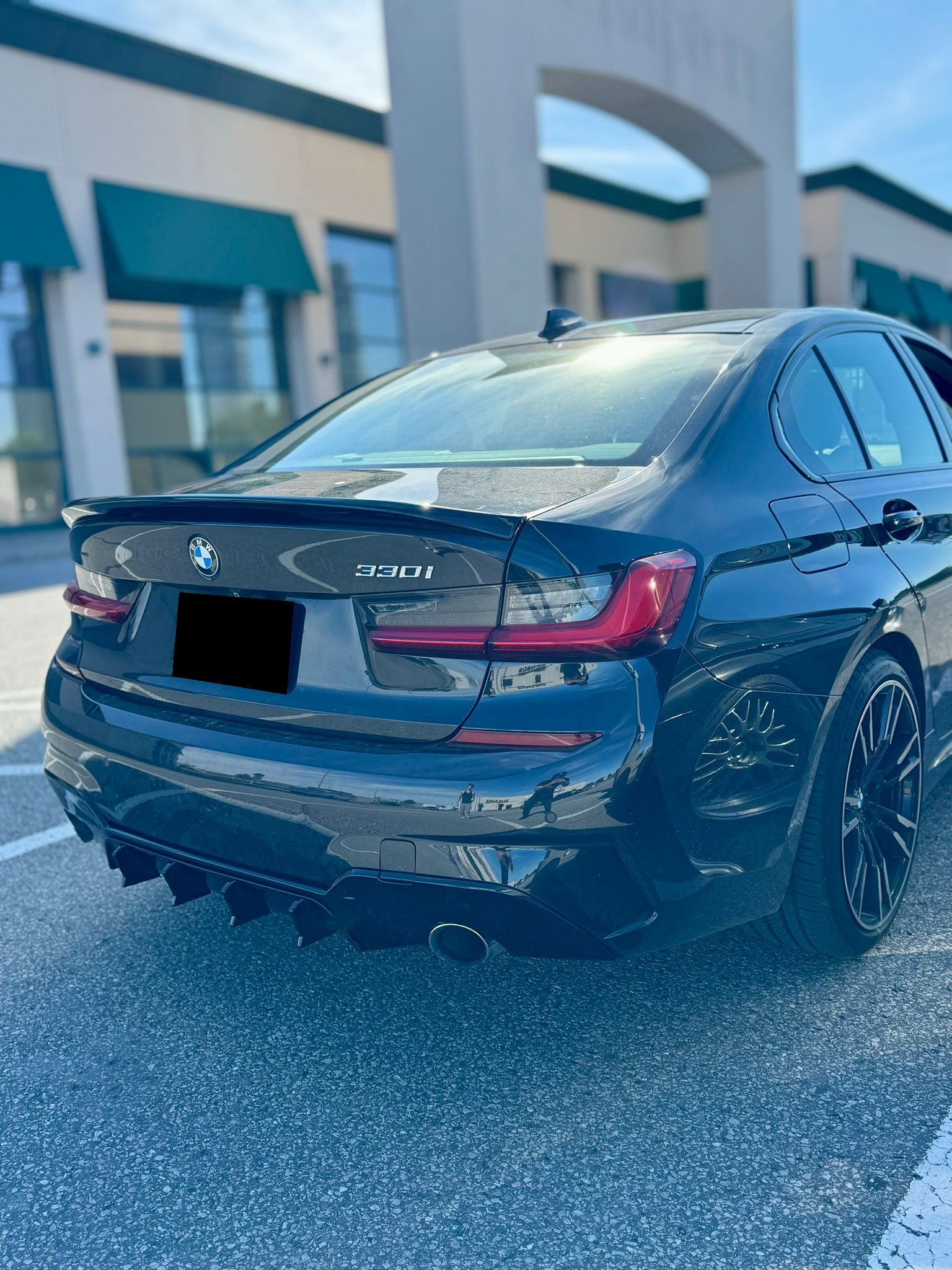 2019-2022 bmw 3 series g20 330i pre-lci speed style rear bumper diffuser gloss black m-sport back right