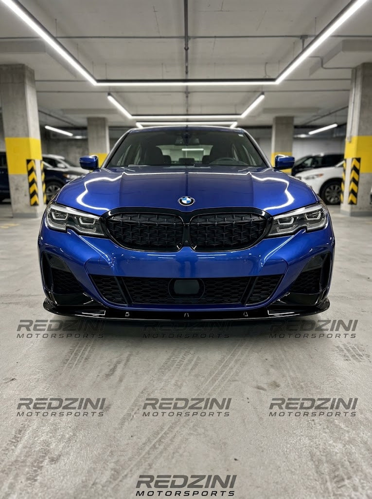 2019-2022 BMW 3 Series G20 CSMT Style Front Bumper Lip Splitter Pre LCI 330i M340i Gloss Black Front Center