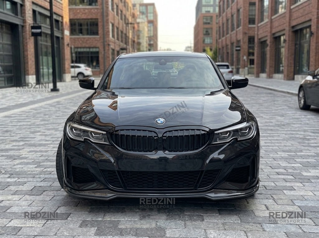 2019-2022 BMW 3 Series G20 M Sport M Performance Style Front Bumper Lip Splitter Pre-LCI 330i M340i Replica Carbon Fiber Front Center