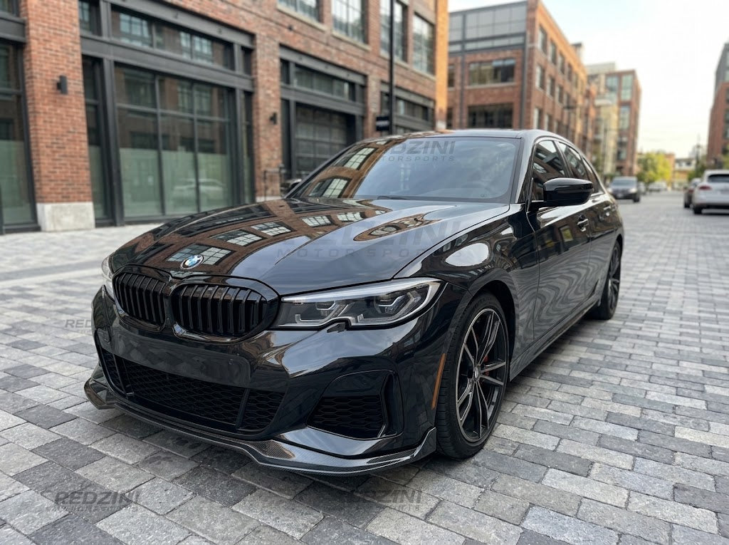 2019-2022 BMW 3 Series G20 M Sport M Performance Style Front Bumper Lip Splitter Pre-LCI 330i M340i Replica Carbon Fiber Front Right