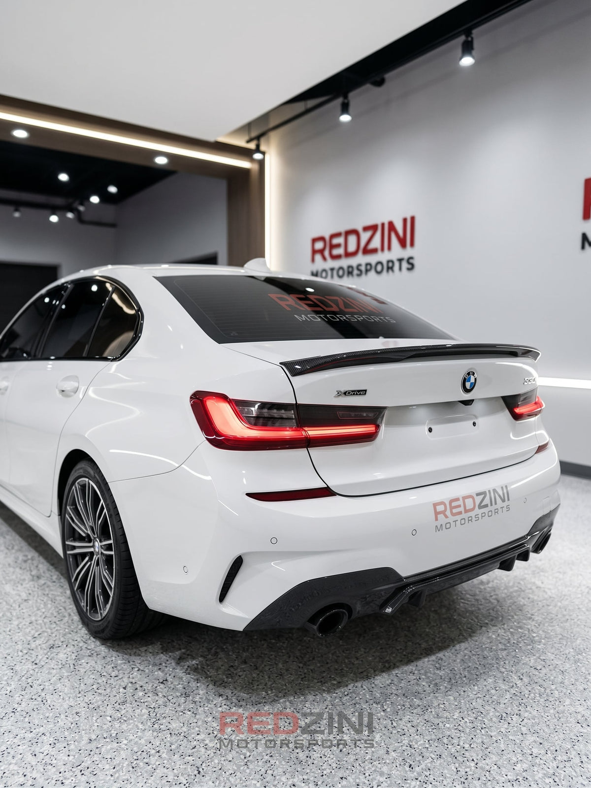 2019-2025 BMW 3/m series g20/g80 (330i/m340i/m3) lci m performance style rear trunk spoiler lip wing gloss black back left