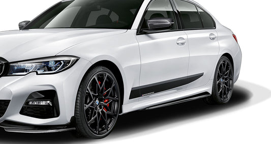 2019+ BMW 3 Series G20 M Performance Style Side Skirt Extensions 330i/M340i Gloss Black Front Right