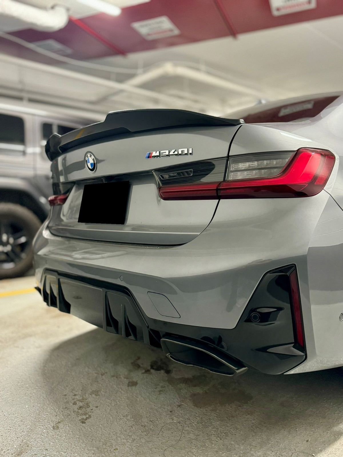 2019-2025 BMW 3/m series g20/g80 (330i/m340i/m3) lci psm style rear trunk spoiler lip wing gloss black right