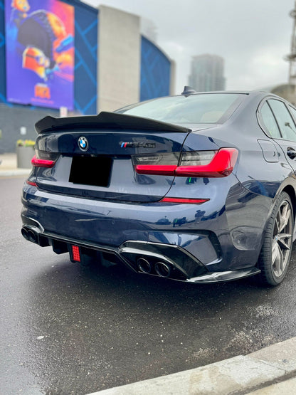 2019-2025 BMW 3/m series g20/g80 (330i/m340i/m3) lci psm style rear trunk spoiler lip wing replica carbon fiber right far