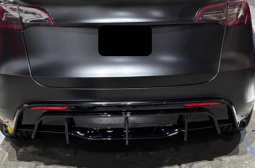 2020-2024 Tesla Model Y Viento Style Rear Diffuser Gloss Black Back Center