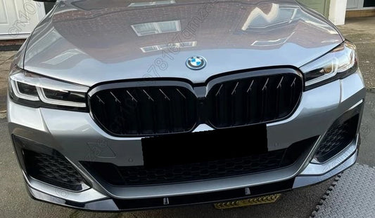 2021-2023 bmw 5 series g30 (530i/540i/m550i) m sport lci competition style front bumper lip splitter spoiler gloss black