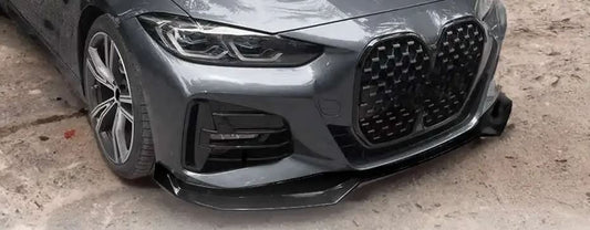 2021-2025 bmw 4 series g22/g23 (430i/m440i) pre lci and lci m sport cs style front bumper lip splitter spoiler gloss black front left