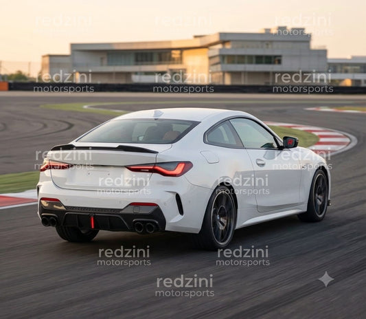 2021-2026 bmw 4 series g22/g23 m440i/430i m-sport pre-lci rear bumper diffuser with led brake light gloss black