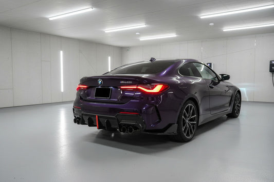 2021-2026 bmw 4 series g22/g23 m440i/430i pre-lci m-sport vten style rear bumper diffuser with led brake light gloss black back right
