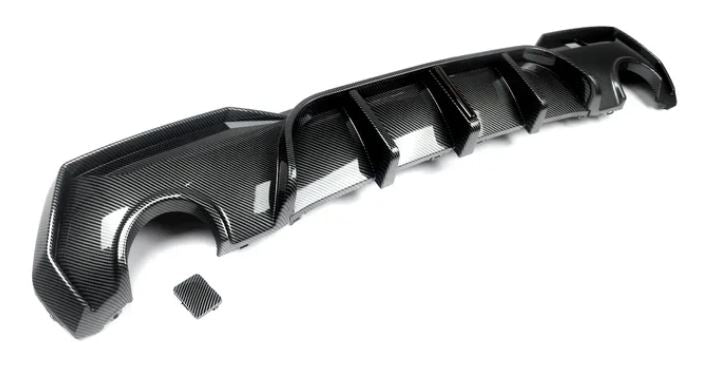 2021 Present BMW 4 Series G22 CS Style Rear Diffuser With LED Light Replica Carbon Fiber Close Up