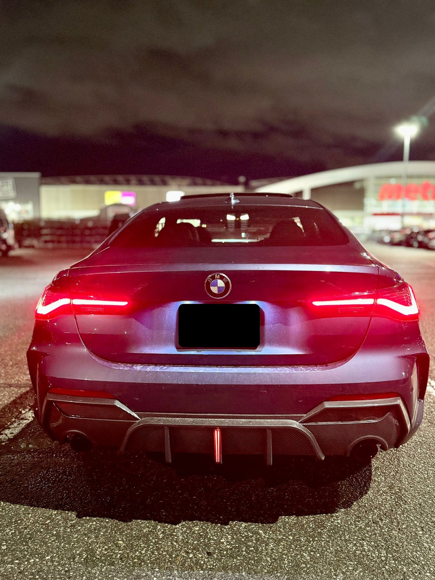 2021-present bmw 4 series g22/g23 (430i) Pre-LCI and LCI m-sport cs style rear bumper diffuser with led brake light replica carbon fiber center