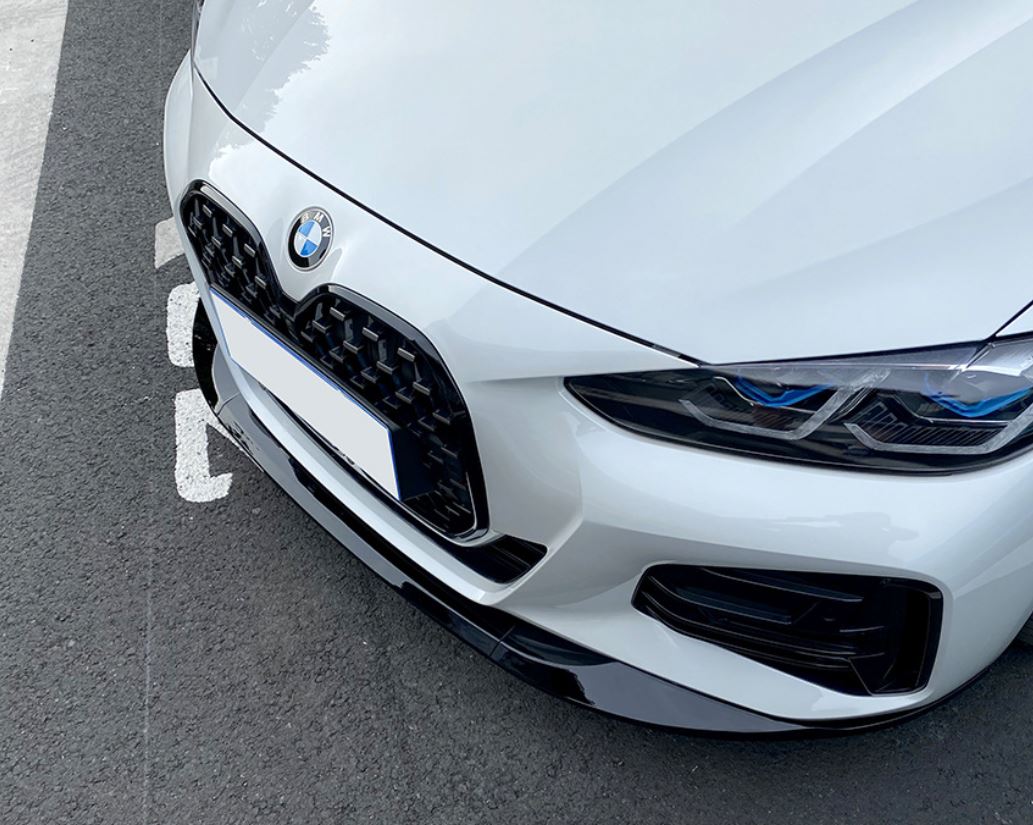 2021-present bmw 4 series g22/g23 (430i/m440i) Pre-LCI and LCI m sport m performance style front bumper lip splitter spoiler Gloss Black Front Right Top