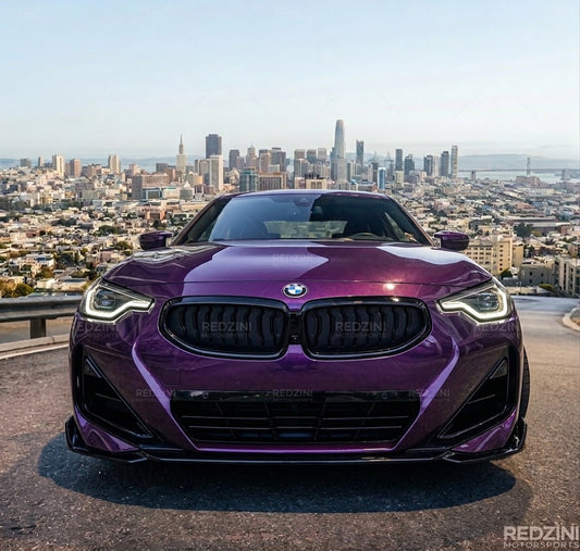 2022-2025 bmw 2 series g42 (230i/m240i) m sport m performance style front bumper lip splitter spoiler gloss black Front Center