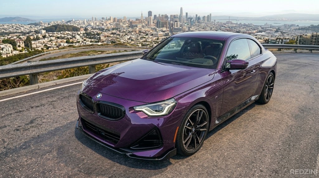 2022-2025 bmw 2 series g42 (230i/m240i) m sport m performance style front bumper lip splitter spoiler gloss black Front Right