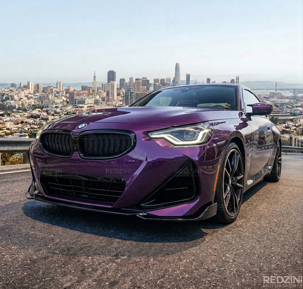 2022-2025 bmw 2 series g42 (230i/m240i) m sport m performance style front bumper lip splitter spoiler gloss black Front Right