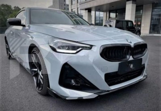 2022-2025 bmw 2 series g42 (230i/m240i) m sport m performance style front bumper lip splitter spoiler gloss black Front Left