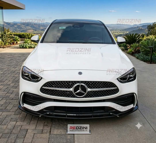 2022-2026 mercedes benz c class c300/c43 amg w206 brabus style front bumper lip splitter spoiler gloss black front center