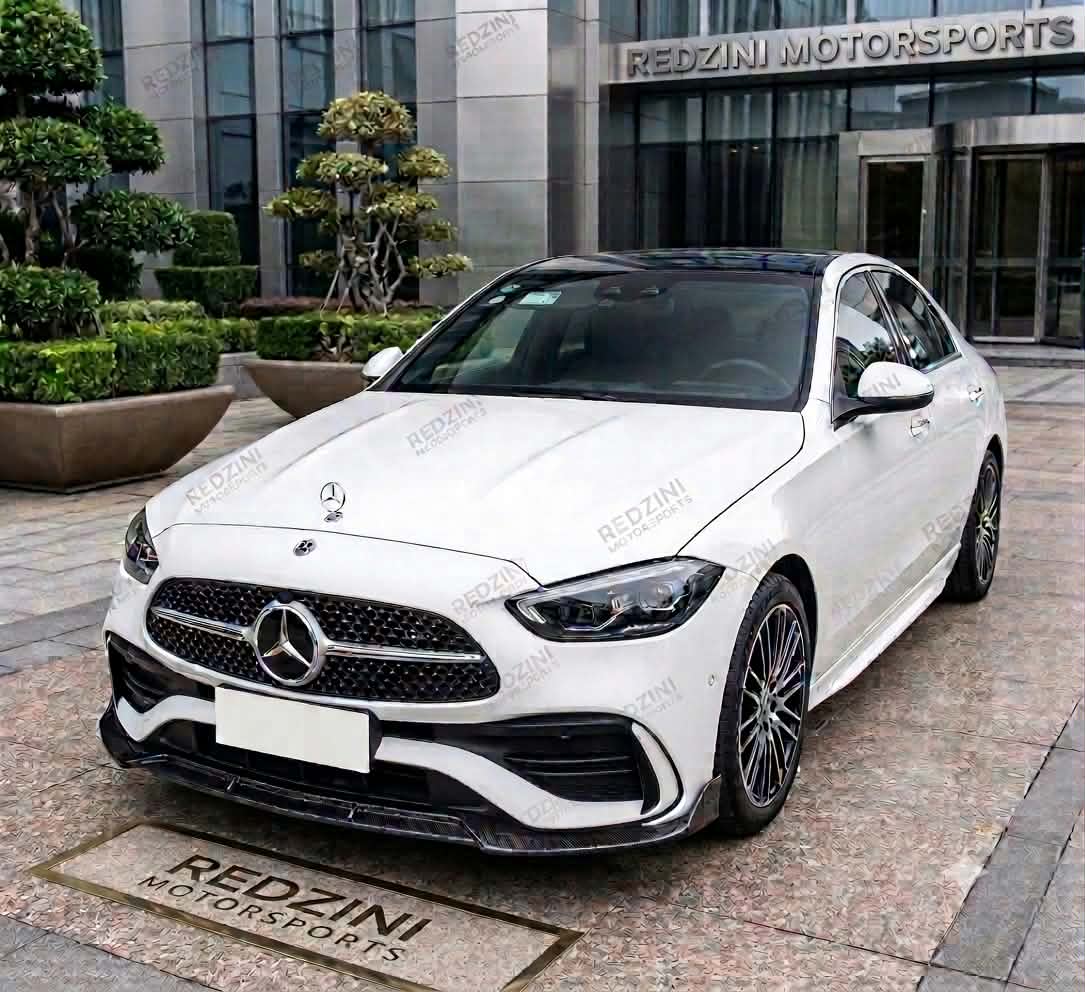 2022-2026 mercedes benz c class c300/c43 amg w206 brabus style front bumper lip splitter spoiler gloss black front right